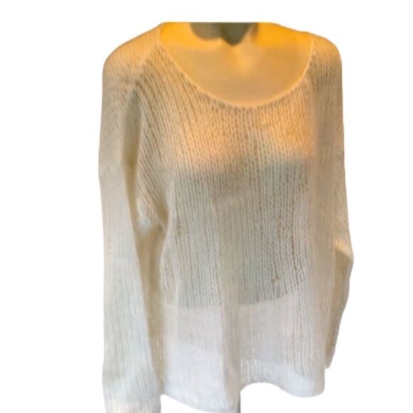 New Eileen Fisher Italian yarn ultra light weight sweater Creamy Ivory Large - Picture 5 of 16
